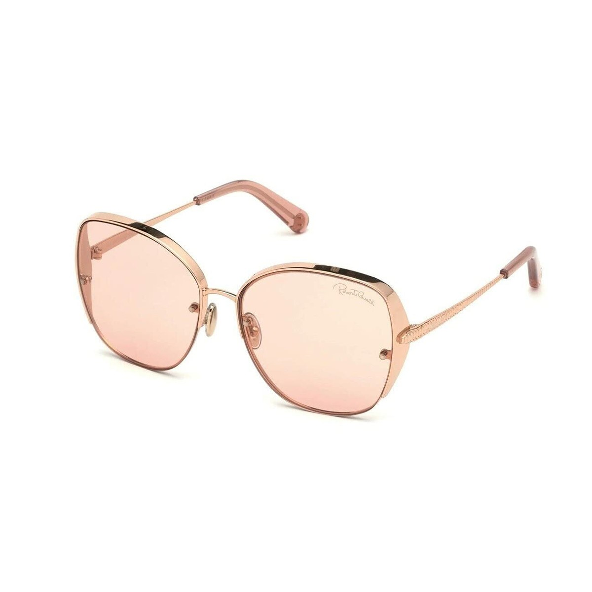Roberto Cavalli Rose Gold Women Sunglasses Metal front and temple sunglesses in SHINY ROSE GOLD W/BE  main image 2