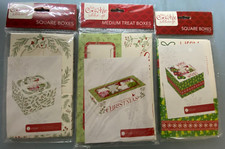 Cookie Exchange Christmas Holiday Square  Medium Treat Boxes 6 Lot of 3 NEW