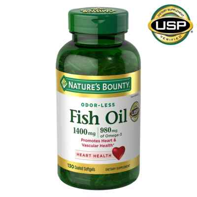 Nature's Bounty Fish Oil 1400 mg 130 Coated Softgels 980 mg of Omega-3