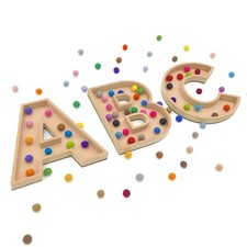 Open Fillable Letters MDF Wood Shape pom pom Resin felt ball Base Craft Alphabet