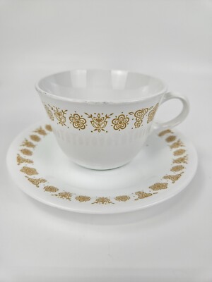 Vintage Corelle By Corning Dinnerware 6 Piece Set White Gold