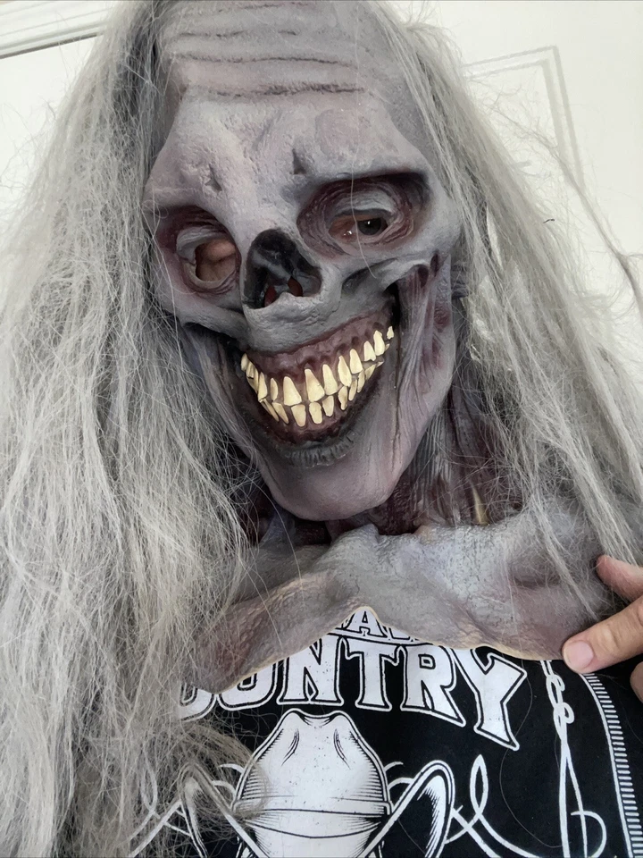 zombie halloween mask Paper Magic Full Head Hair Neck  Chest Dead Scary Vtg 1996 - Image 3 of 4