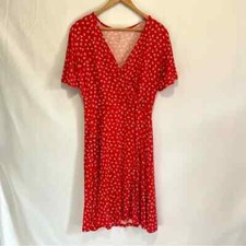 41 Hawthorn Vibrant Red Wrap-Style Dress - Women's Size M - Soft & Slimming!