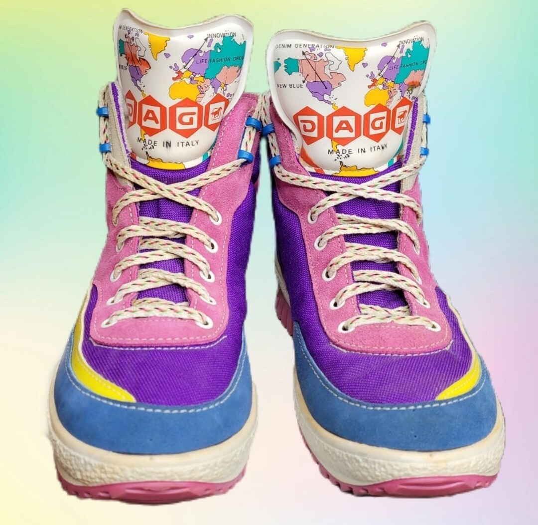 Vintage Nylon, Canvas, Suede Neon Multi-colored Dag High top Vintage Nylon, Canvas, Suede Neon Multi-colored Dag High top
