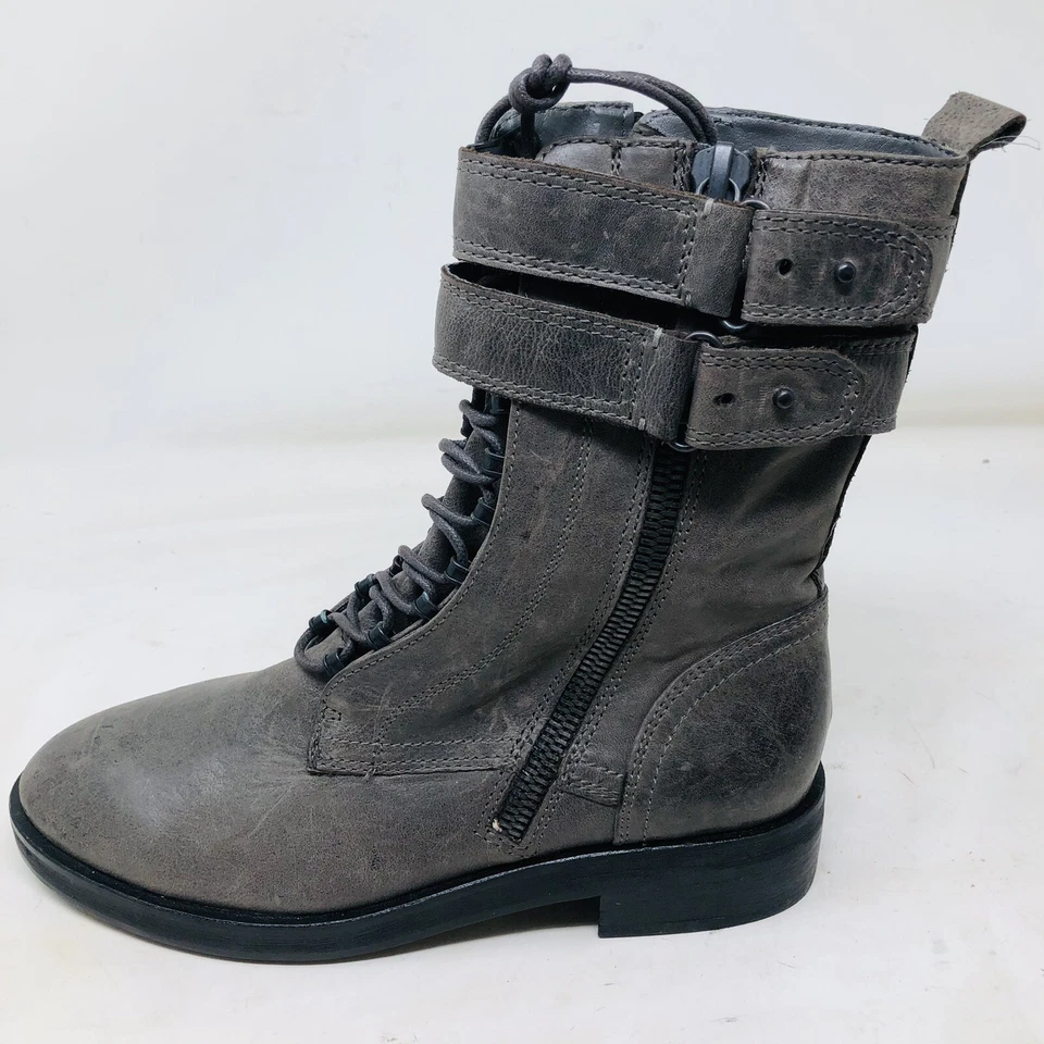 Botas de combate Via Spiga negras con cordones cremallera lateral talla 7 nuevas sin caja Foto 2 de 4