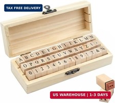 42 Pcs Alphabet Rubber Stamps Set - Vintage Wooden Letter and Number Stamps with