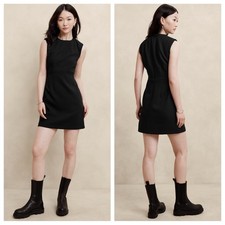 NWT Banana Republic Factory Double Weave Mini Shift Dress in Black - Size 12