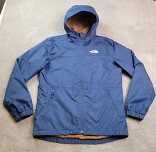 North Face Warm Storm Rain Jacket Boys Large 12 Blue Hooded Dryvent Fleece Lined