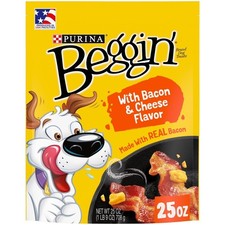 Tender Chews Dog Treats with Real Bacon and Cheese Flavors 25 oz Pouch