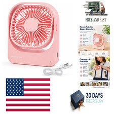 Portable Desk Fan,High-Capacity USB Rechargeable Cordless Small Fan with 360