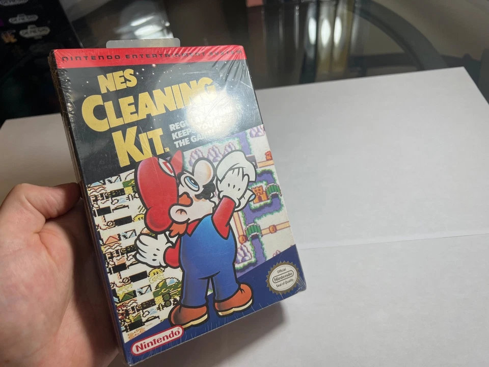 NEW SEALED Nintendo NES Cleaning Kit Mario Version Variant 1991 w/ Hang Tab - Image 2 of 4