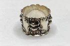 Vintage Wallace Sterling Silver Repousse Floral Napkin Ring Scalloped Edge
