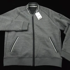 Ashworth Jacket Mens L Black Marl Full Zip Bomber Golf Performance Stretch