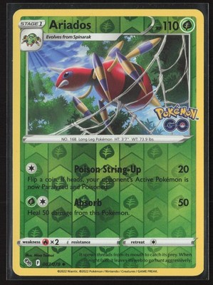 Ariados Uncommon Pokemon GO 007/078 NM Pokemon Card Reverse Holo