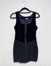 Rare  Vintage Guess Denim Dress With Velvet Corset Bust Size 9