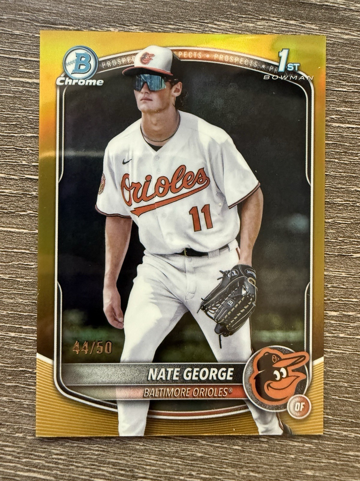 2025 Bowman Chrome Prospect Nate George Gold Wave Refractor /50 1st Bowman