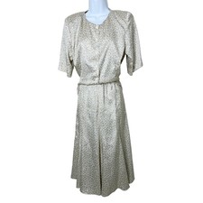 Vintage Doncaster II Women's Beige Print Button Front Midi Skirt Set Size Small