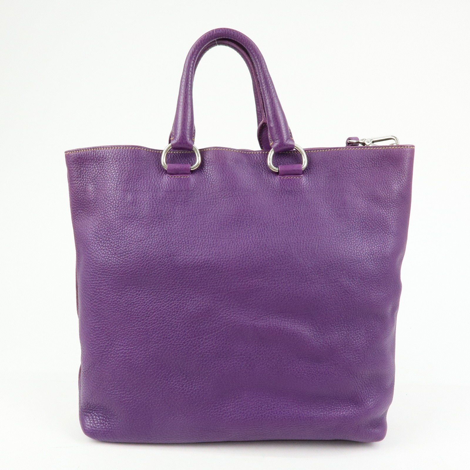PRADA  Leather 2Way Bag Tote Bag Shoulder Bag Hand Bag Purple Authentic Used F/S image 2