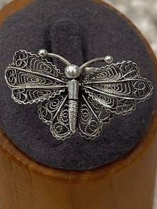 Vintage Sterling Silver Filigree Butterfly Ring Size 6.5