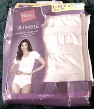 Womans Briefs Hanes Ultimate 5/S Panties White 4 Pack