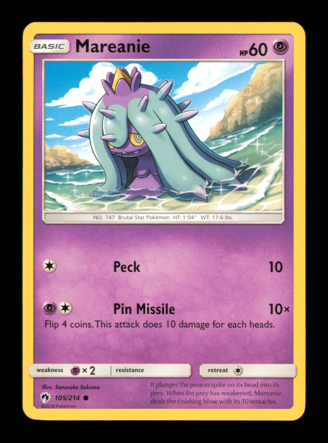Mareanie 105/214 Common Lost Thunder Pokemon Near Mint