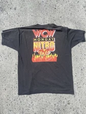 Vintage Wrestling WCW Monday Nitro Crew Flame Print 90’s Shirt WWE Black Size XL