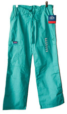 Cherokee Unisex Green Scrub Pants W/Drawstring 3 Pocket - PETITE XS - NWT