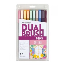 Tombow Dual Brush Pen Art Markers, Cottage, 10-Pack. 56216 Blendable water-based