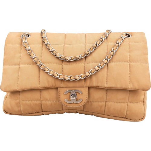 Chanel Quilted Nylon Chocolate Bar Jumbo Flap Shoulder Bag Coco CC Bag