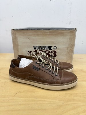 Wolverine Cesar Men's 9 Brown Sneaker Leather Casual Shoes Comfort Flat Lace Up