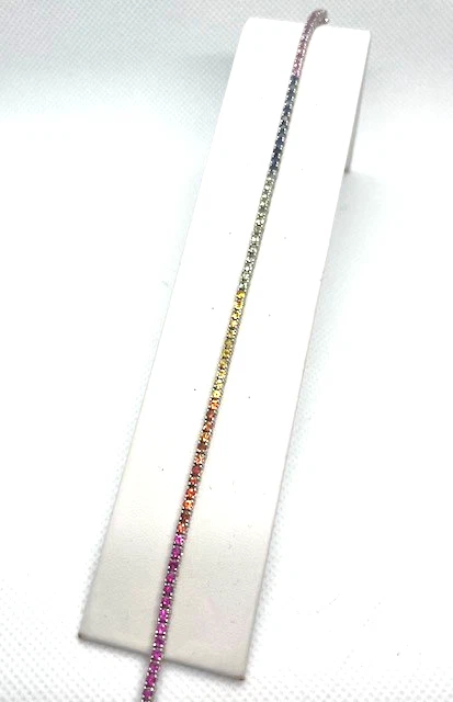 PULSERA TENIS ZAFIRO MULTICOLOR NATURAL ORO BLANCO 18K Foto 2 de 4