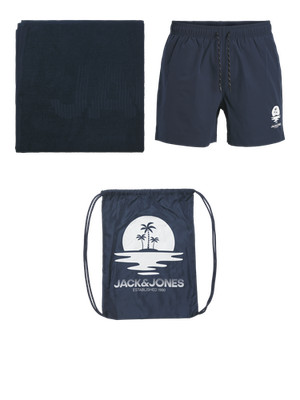 Jack & Jones Mens Beach Pack Big King Size Swim Shorts, Towel & Bag