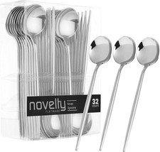 Novelty Modern Flatware, Cutlery, Disposable Plastic Soup Spoons Luxury Silver