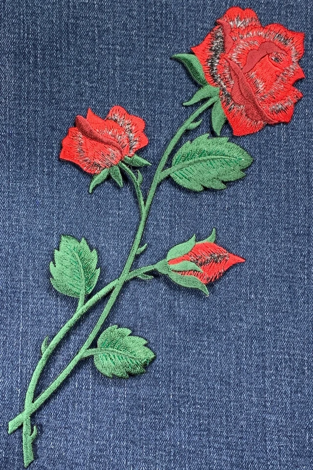 Extra Large Red Rose Applique Patch - Embroidered Flower Badge 10.5" (Iron On) - Image 2 of 2