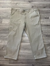 Duluth Trading Co Jeans Mens 46x32 Relaxed Flex Fire Hose Beige Canvas Utility