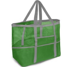 Mesh Beach Tote for Family - Large Beach Bag for Toys Vacation Essentials - ...