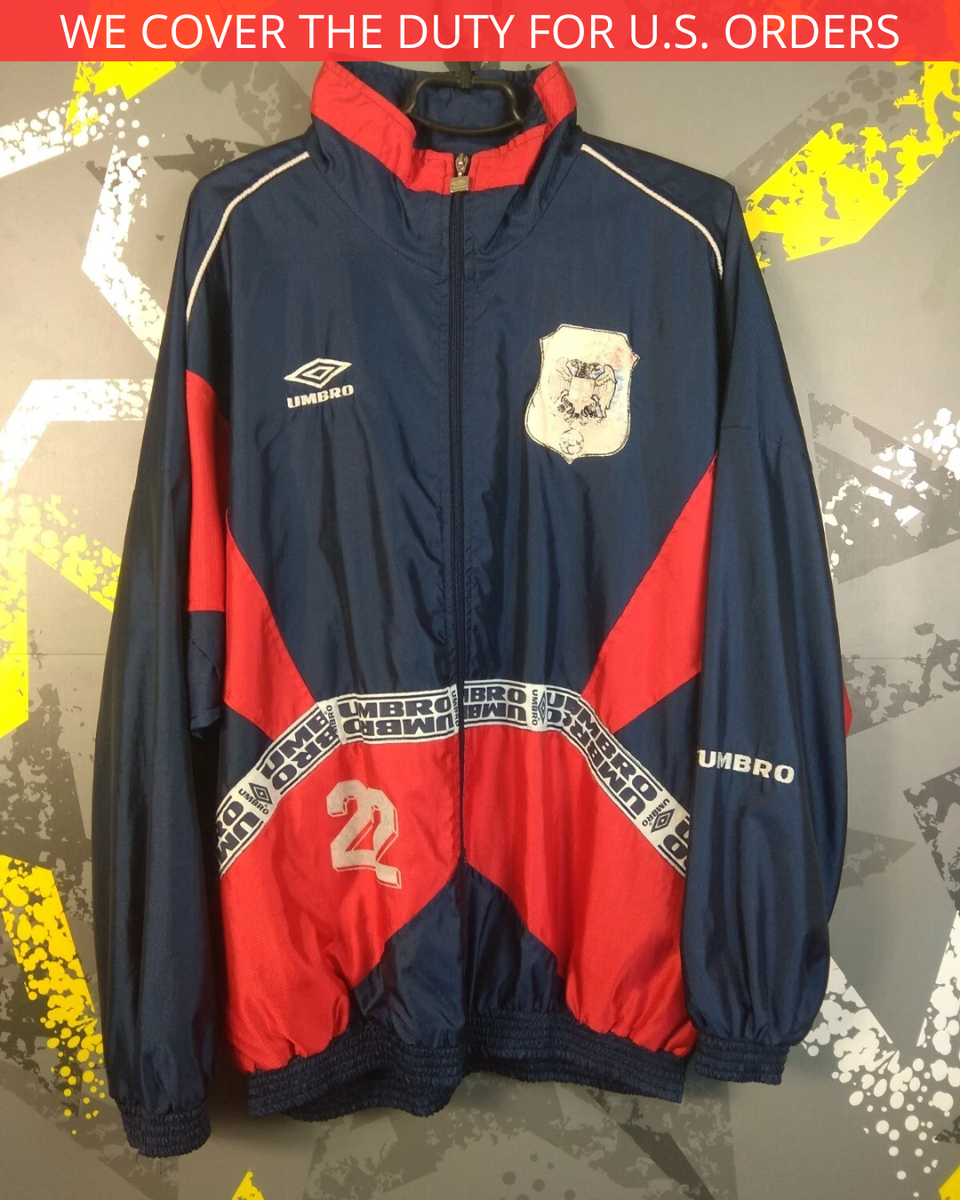 Serbia FK SRBIJA Vintage Training Football Jacket 90s Umbro Mens