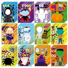 48PCS Halloween Make-a-face Stickers Halloween Characters Stickers for Kids