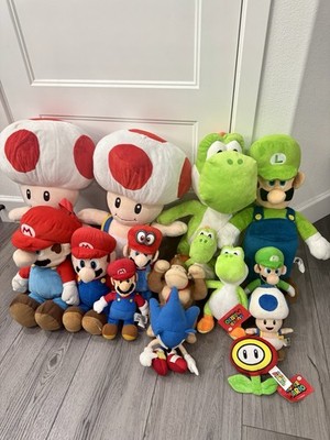 Nintendo Super Mario Plush Lot Of 15 Mario Luigi Yoshi Toad Donkey Kong Sonic