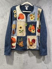 VTG 90s Tiara International Fall Harvest Cardigan Sweater Size L Cottagecore