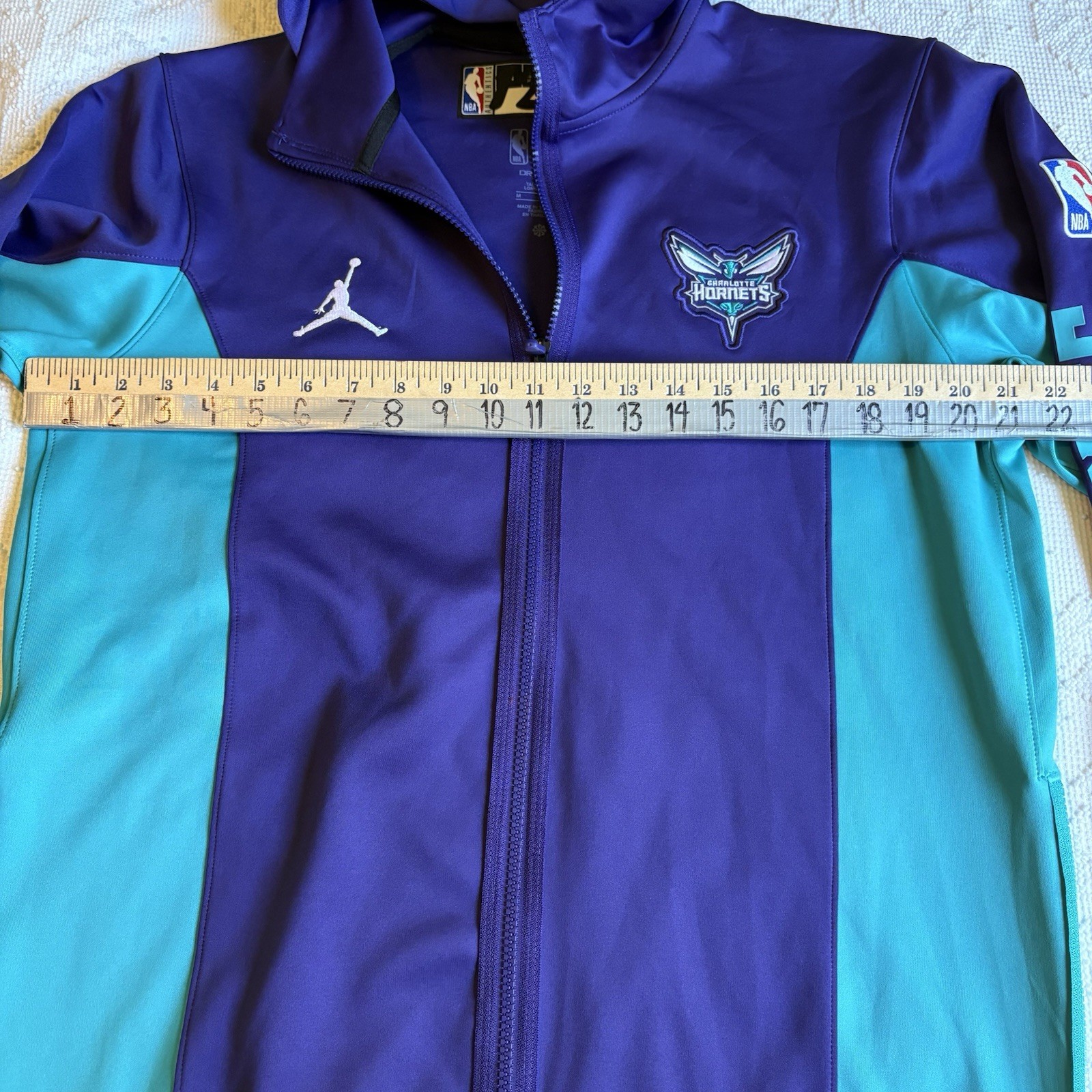 Charlotte Hornets Jordan Full Zip Basketball Jacket Hooded Purple Teal Men Med O thumbnail 7