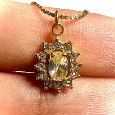 18K Gold Zircon Pendant Necklace Stainless Steel Chain Women  s Jewelry Gift