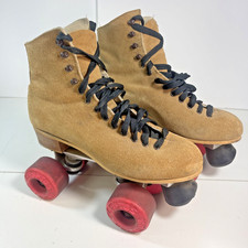 Vtg Riedell 130L Roller Skates Suede Size 7 Sure Grip Super X 4R w/ Kryptos USA
