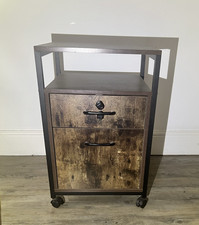 Industrial Mobile Filing Cabinet 2 Drawer Lockable Office Desk Cupboard on Wheel