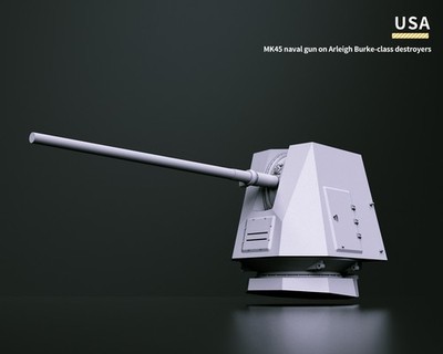 1/72/100/144/200/350 MK45 naval gun on Arleigh Burke-class destroyers 3D Print 
