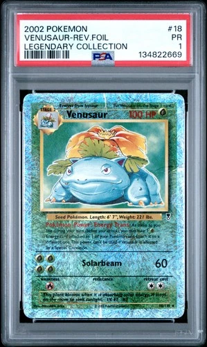 2002 POKEMON LEGENDARY COLLECTION #18 VENUSAUR-REVERSE FOIL PSA 1