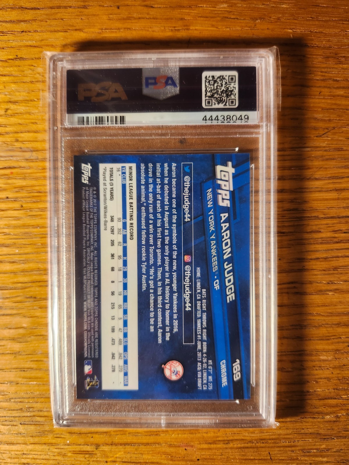 2017 Topps Chrome - Aaron Judge, Topps Chrome, Psa 9 view 2