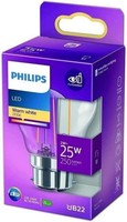 Philips Led Classic B22 Lampe, 25 W, Tropfenform, Dimmbar, Klar, Warmweiß