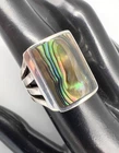 Vintage Chunky Sterling Silver Abalone Ring Size 7.5