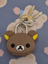 1 x Super Cute RILAKKUMA BEAR Mini Pad Lock & Keys Brown Bear SAN-X